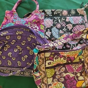 Purple Purses! 4-Piece Bundle Vera Bradley Handbags Floral Paisley Festive Cute